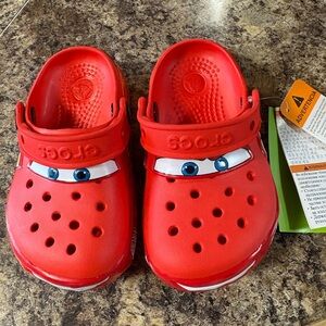 CROCS Kids' Red Sandals with Cartoon Eyes